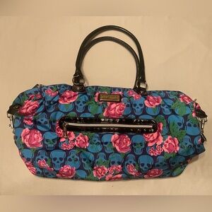 Betsey Johnson Rare Skull & Floral Weekend Bag EUC